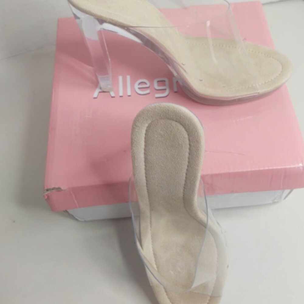 Allegra K Women's Clear Platform Blocked Heel Slide Sandals Size 7 NEW (SS1)